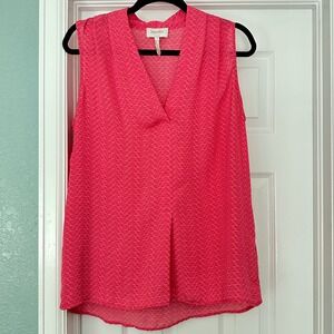 Laundry by Shelli Segal Pink Sleeveless Geometric V-neck Blouse Size Medium
